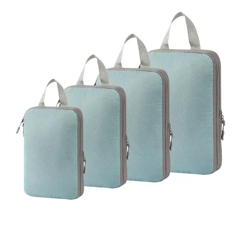 4Pcs Travel Compression Packing Cubes Bag Portable Suitcase Cloth Organizers Waterproof Luggage Storage Cases Drawer makeup bag