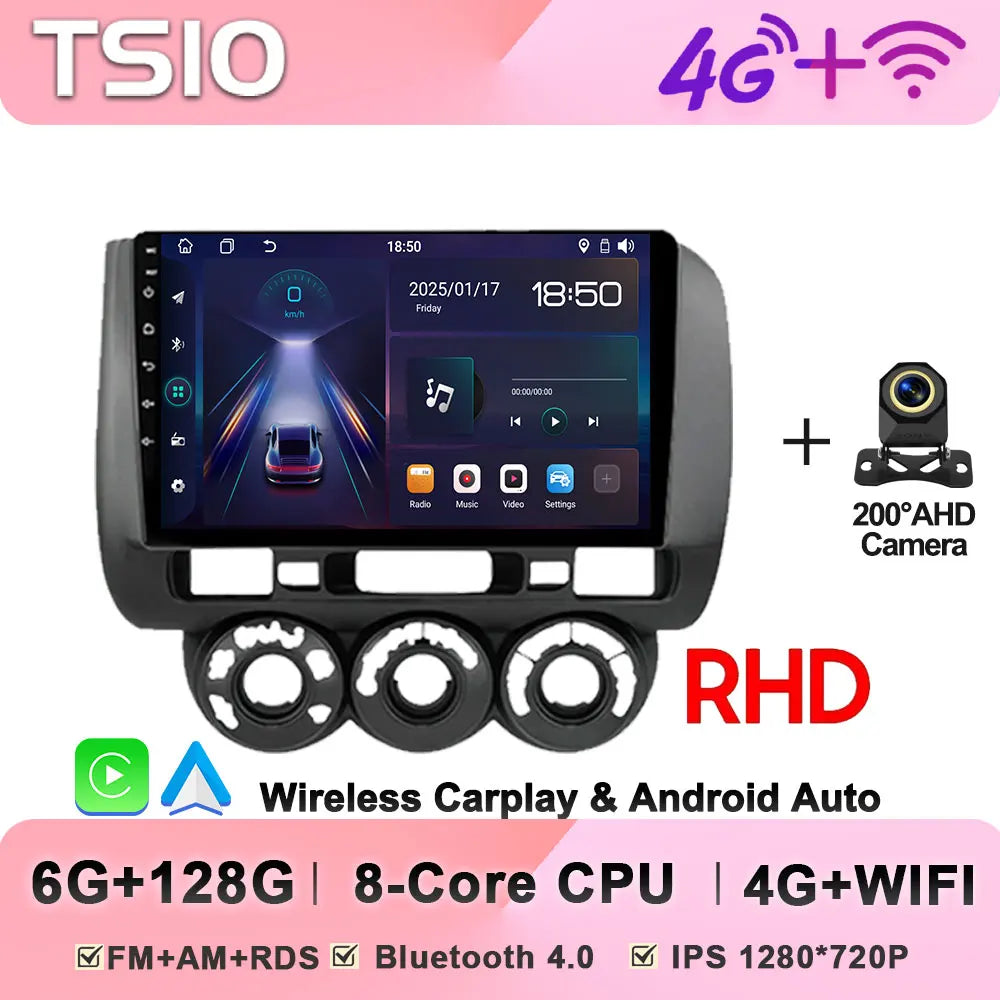 Android 14 Car Radio Multimedia Player For HONDA FIT JAZZ 2002 2003 - 2007 LHD RHD Carplay Autoradio GPS Navi 5G Wifi Bluetooth