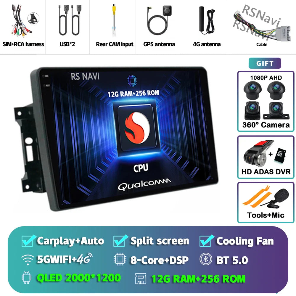 Android 14 Car Radio For Jeep Compass Grand Cherokee Wrangler Chrysler Sebring Town Country Dodge Charger Multimedia Stereo 2din