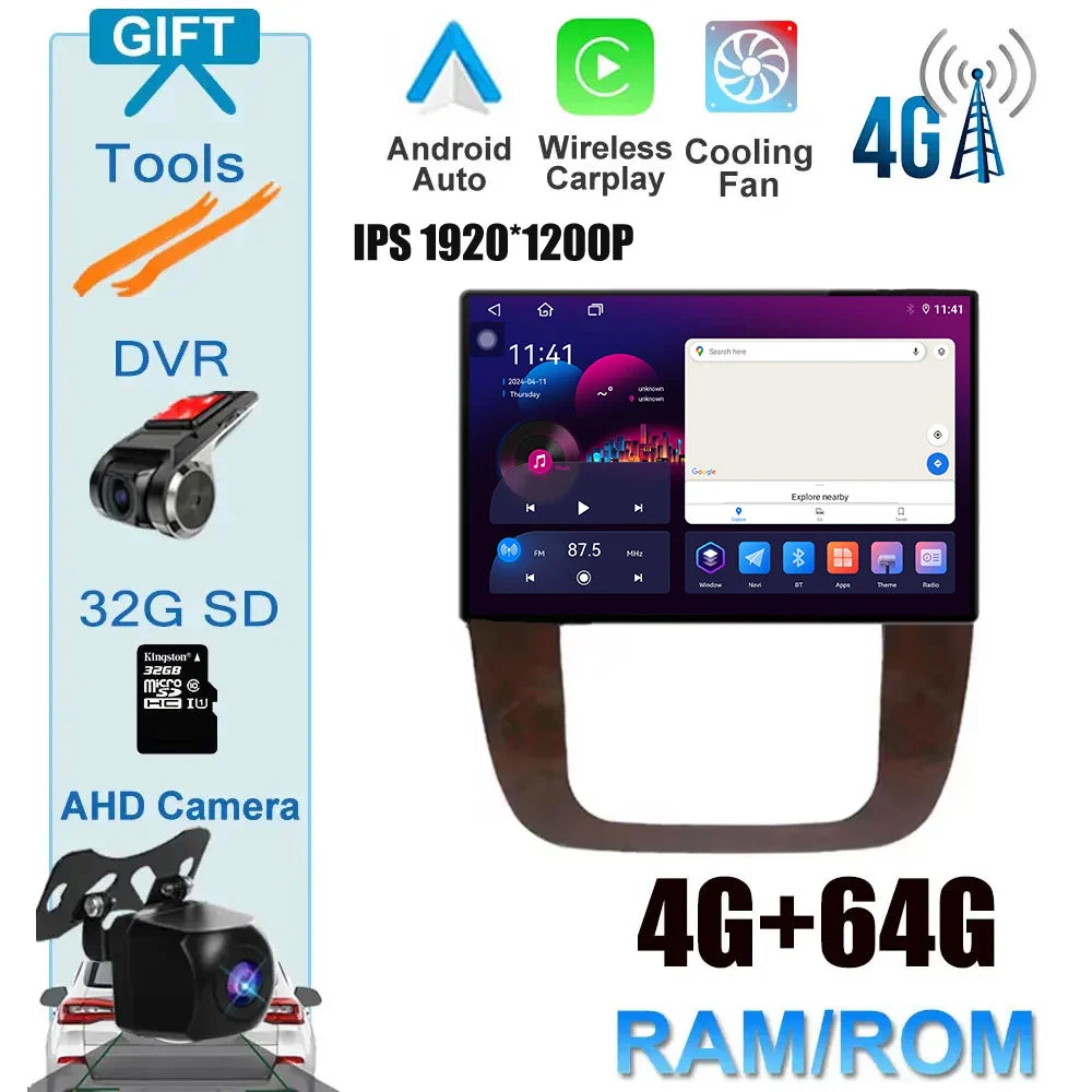 Android 14 Car Radio For GMC Yukon Chevrolet Tahoe Suburban 2008 - 2012 13.1Inch Screen GPS Navigation Wireless Carplay 4G WIFI