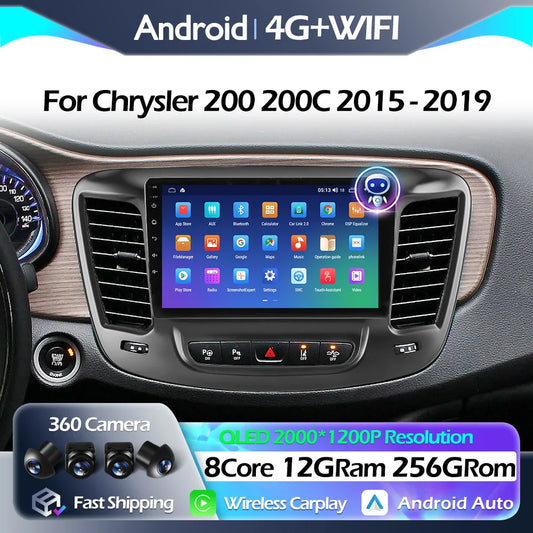 For Chrysler 200 200C 2015 - 2019 Car Radio Multimedia Video Player Navigation stereo Android Auto Carplay GPS WIFI BT