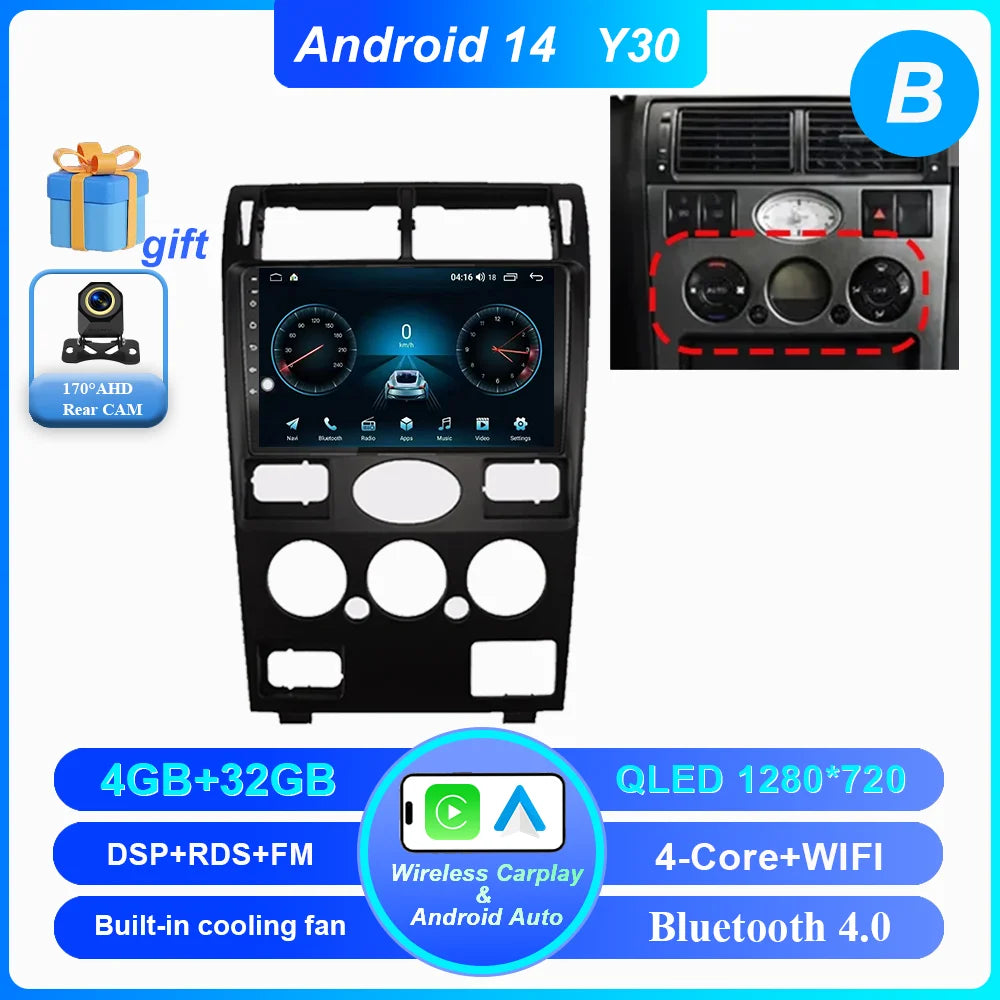 Android 14 Radio Stereo For Ford Mondeo MK 3 2000 2001 2002 2003 2004 2005-2007 Auto Multimedia Player GPS Navigation Bluetooth