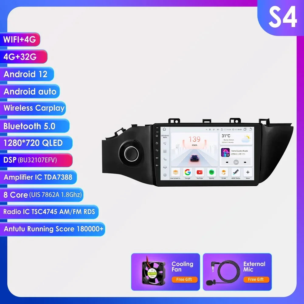 Hizpo 8 Cores Carplay Car Radio Android Auto Multimedia Player For KIA K2 RIO 4 2017-2019 2 Din GPS Navigation Stereo 8G 128G