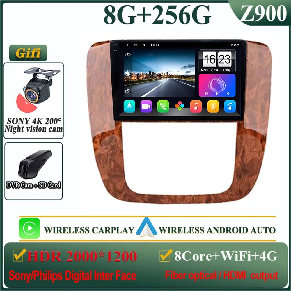 Android 14 Car For GMC Yukon Chevrolet Tahoe Suburban 2008-2012 GPS Navigation Multimedia Player Stereo Head Unit QLED Screen