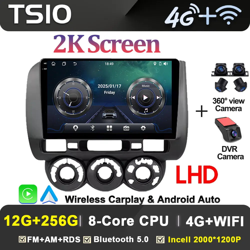 Android 14 Car Radio Multimedia Player For HONDA FIT JAZZ 2002 2003 - 2007 LHD RHD Carplay Autoradio GPS Navi 5G Wifi Bluetooth