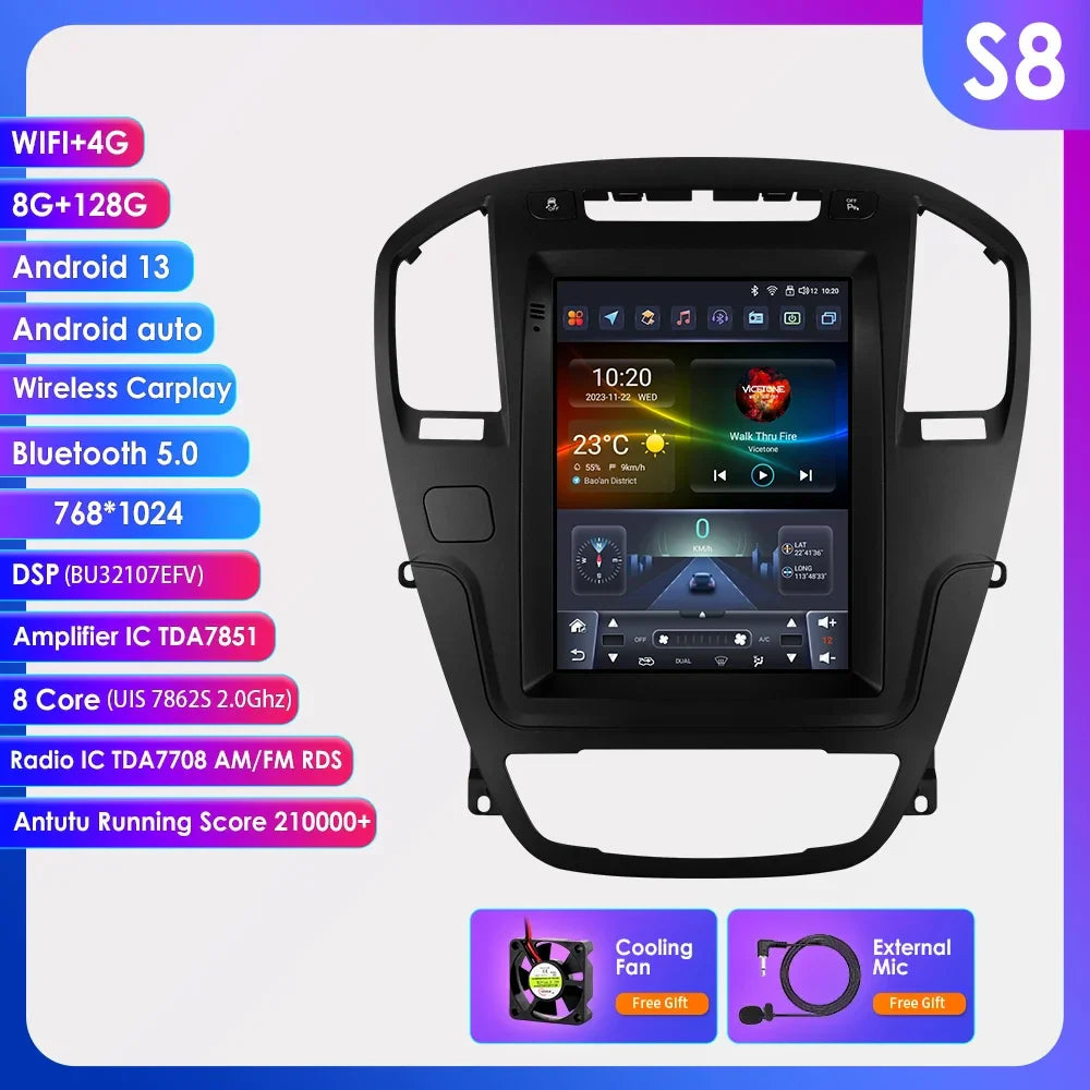 Carplay Android 13 Auto Car radio For Opel Insignia Buick Regal 2009-2013 Tesla multimedia player 9.7"7862 Head Unit GPS Stereo