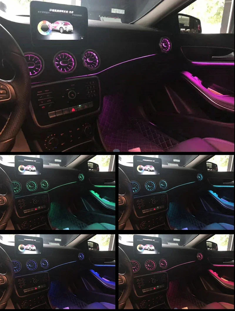 12-color LED Car Air Vent Outlet Turbine Nozzle Atmosphere Lamp For Mercedes-Benz A/CLA/GLA class W176 W117 W156 Ambient Light