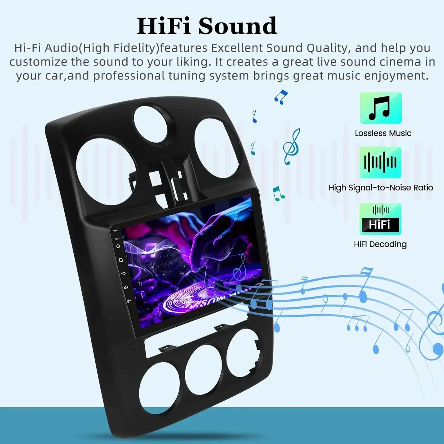 For Chrysler PT Cruiser 2006-2010 Wireless Carplay&Android Auto 9" Touchscreen Car Stereo with Hi-Fi/WiFi/CPS+AHD Backup Camera