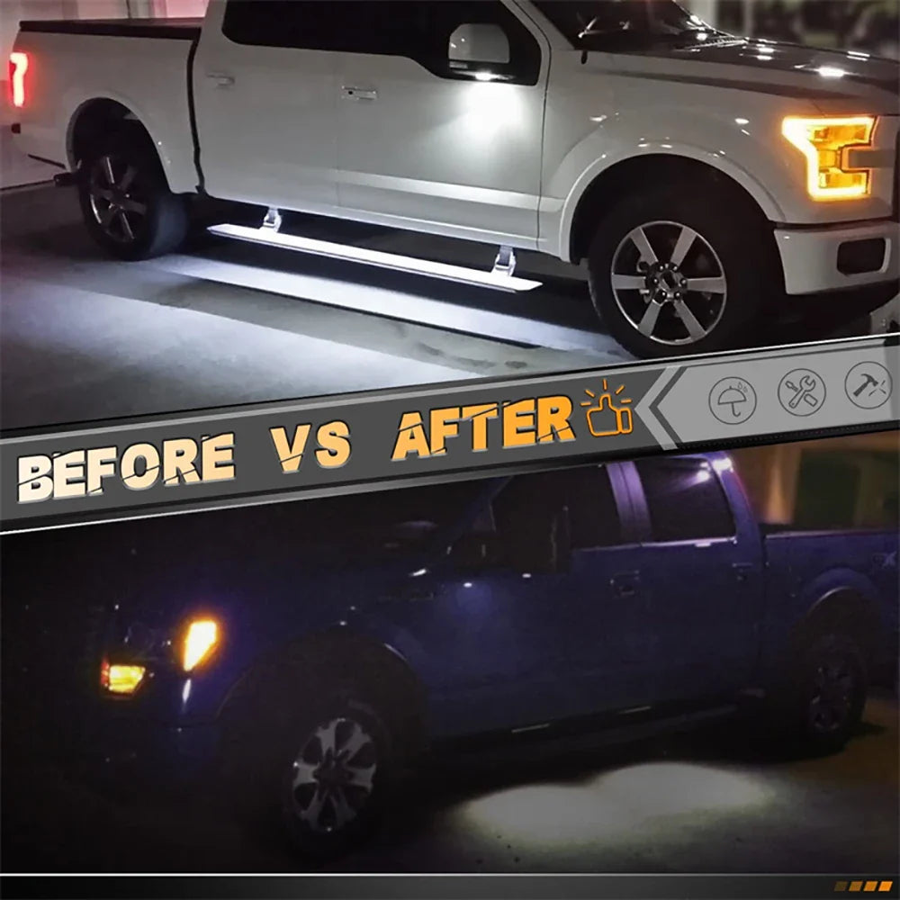 LED Side Mirror Puddle Light Assembly For Ford F150 Ranger Edge Fusion Explorer Expedition Flex Taurus X 6000K White Lights