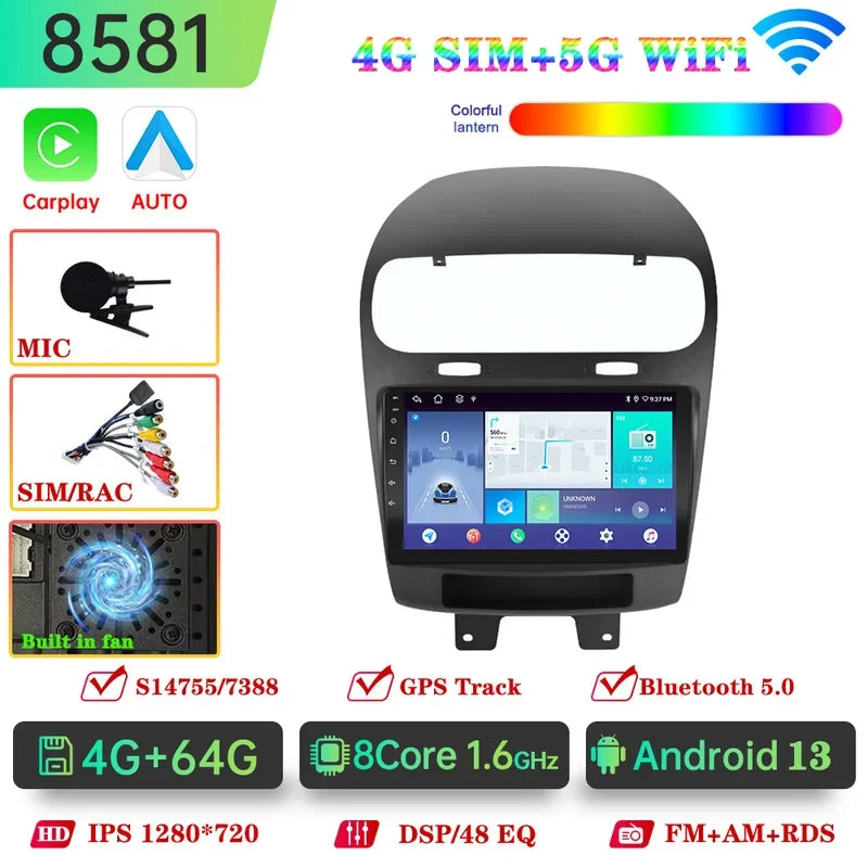 Android 14 Car Radio For Dodge Journey For Fiat Freemont 2012-2020 CarPlay Auto WiFi 5 4G Car Multimedia GPS DVR autorad