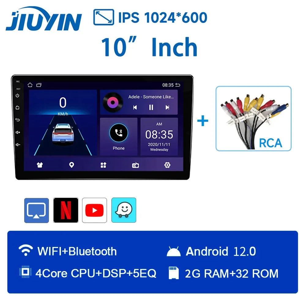 JIUYIN 2 Din Car Radio Carplay Android Auto 9inch 10inch 4G 64G Universal Multimedia Player DSP AM RDS AHD GPS WIFI Auto 8 Core