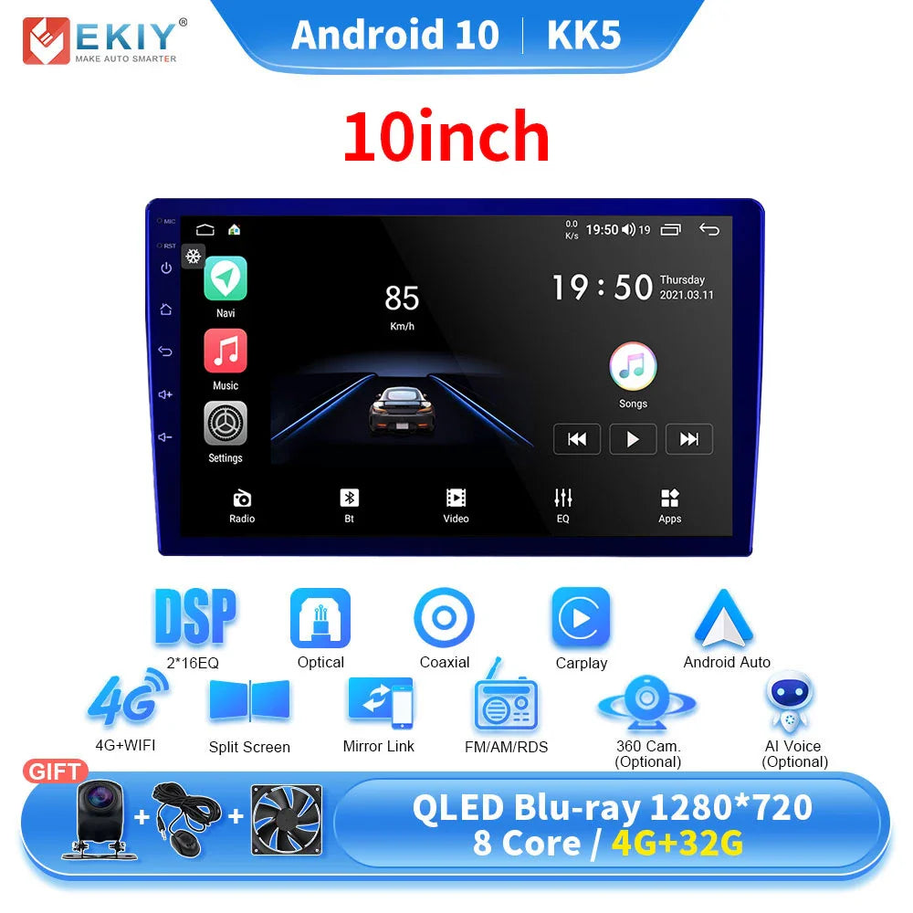 EKIY KK5 2 Din Android 7 9 10 in Car Multimedia Video Player Universal Stereo Radio GPS For Volkswagen Nissan Hyundai Kia Toyota
