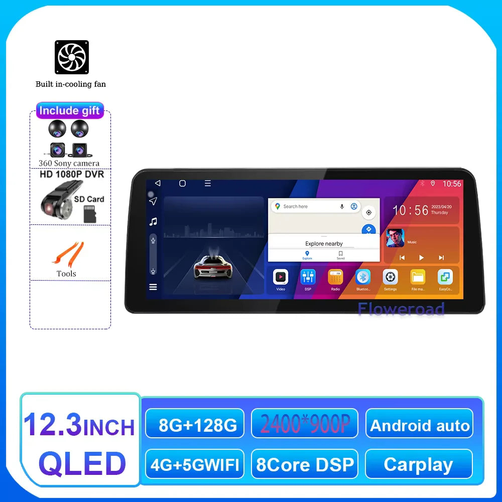 12.3inch 2400*900 Android 14 For Dodge Ram 1500 5500 2013 - 2019 Car Radio Multimedia Video Player Navigation Carplay auto WIFI