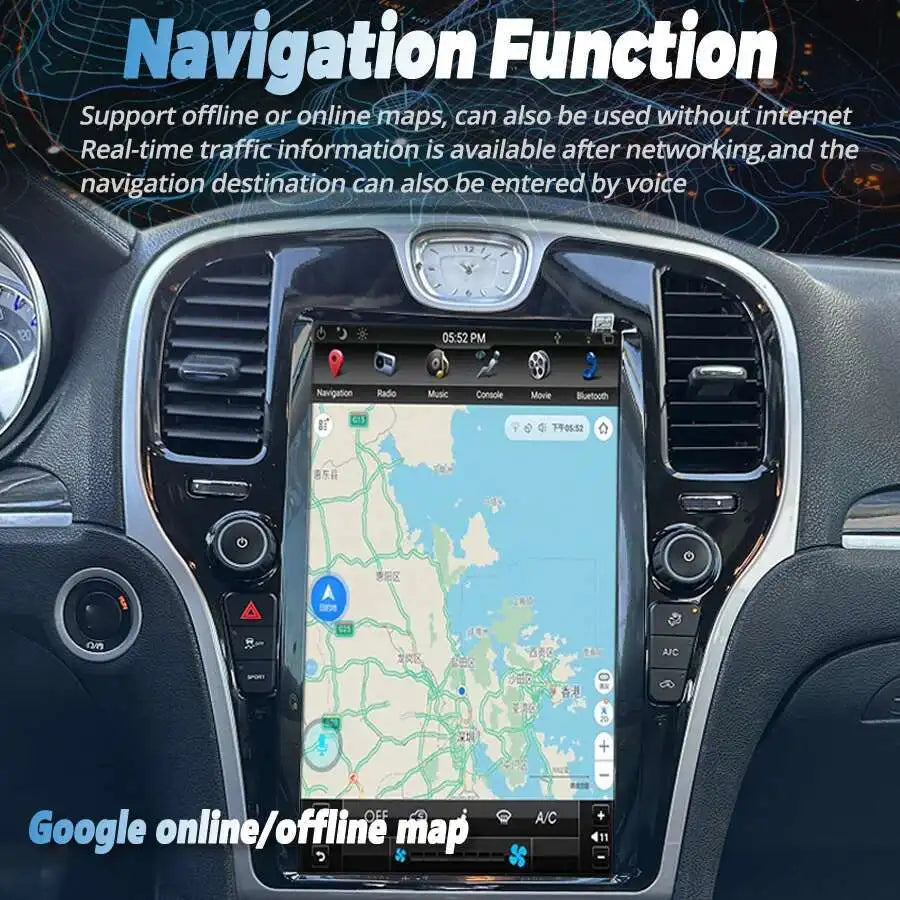 13.6inch 128GB For Chrysler 300C 2012 2019 Android 12 Tesla Screen GPS Navigation Car Multimedia Video Player Head Unit Carplay