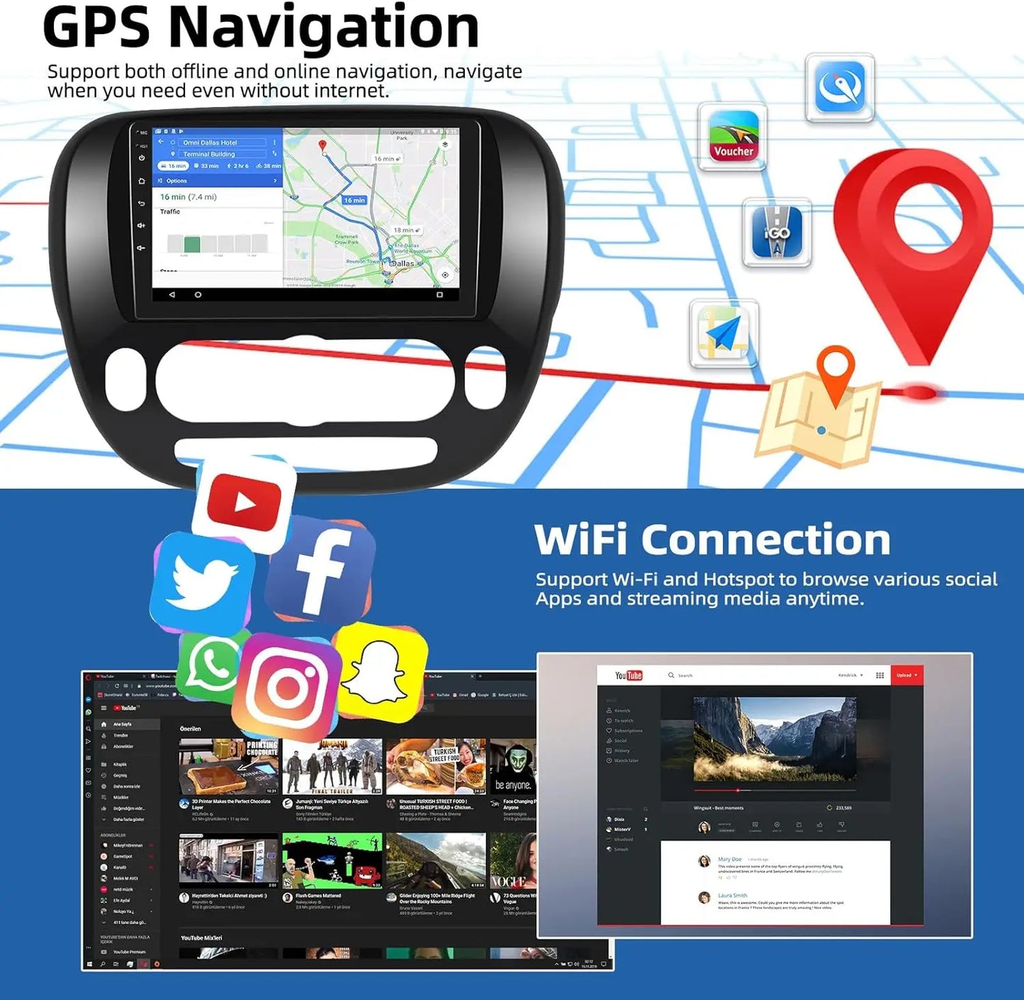 9inch Car Carplay Stereo Radio GPS Navigation Compatible for Soul 2013-2019 Android 13