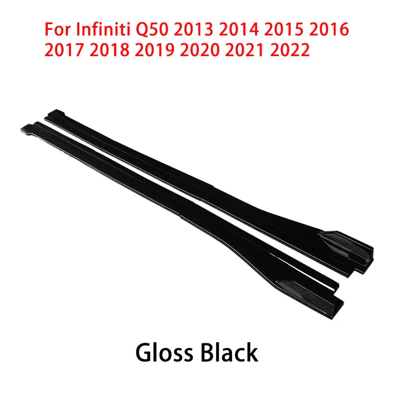 For Infiniti Q50 2013-2022 Car Side Skirt Extension Body Apron Lip Splitters Winglet Lateral Shovel Carbon Look ABS Accessories