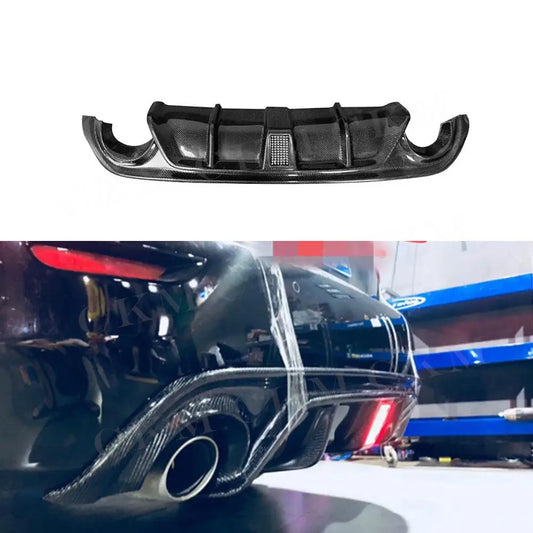 for Infiniti Q50 Q50S 2014-2017 Carbon Fiber Rear Bumper Diffuser Lip Spoiler Rear Diffuser with Brake Light