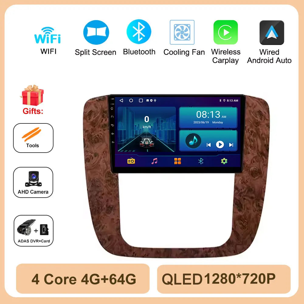 Android 14 for GMC Yukon Chevrolet Tahoe Suburban 2008-2012 Car Radio Multimedia Video Player Navigation Stereo GPS Navi 4G TOOL