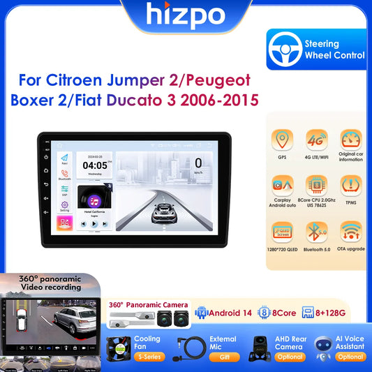 4G LTE Octa Core 9 Inch Auto Screen Stereos Carplay Android Auto for Citroen Jumper 2 Peugeot Boxer 2 Fiat Ducato 3 2006-2015