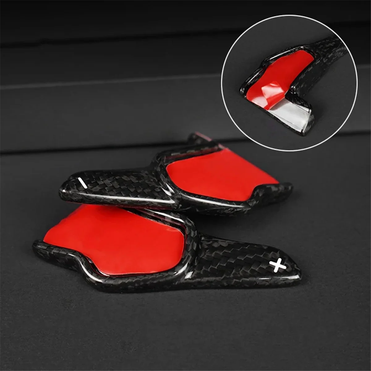 Carbon Fiber Steering Wheel Paddle Shifter Extensions Cover Trim for Dodge Challenger SRT Charger SRT Durango SRT ,Black