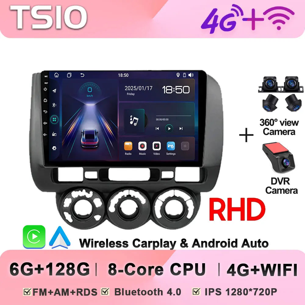 Android 14 Car Radio Multimedia Player For HONDA FIT JAZZ 2002 2003 - 2007 LHD RHD Carplay Autoradio GPS Navi 5G Wifi Bluetooth