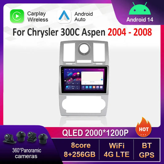 for Chrysler 300C Aspen 2004 - 2008 HD Touch Screen WiFi Android 14 Car Video Multimedia Player Navigation GPS 4G BT Head Unit