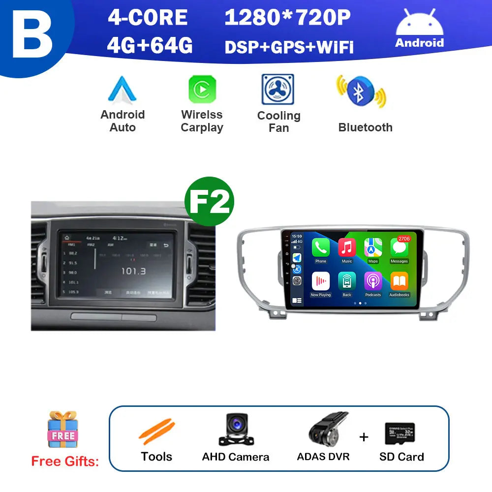 9 inch for KIA Sportage 4 QL 2016 2017 2018 Android Auto Navigation GPS Split Screen Wireless Carplay DSP Stereo Bluetooth WiFi
