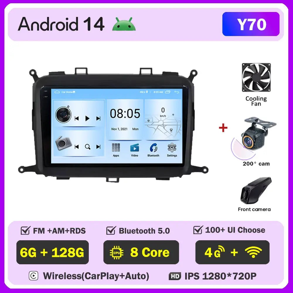 Android 14 Carplay Auto Car Radio For Kia Carens 2013 - 2018 Multimedia Player Auto Radio GPS Navigation TV Head Unit No 2 Din