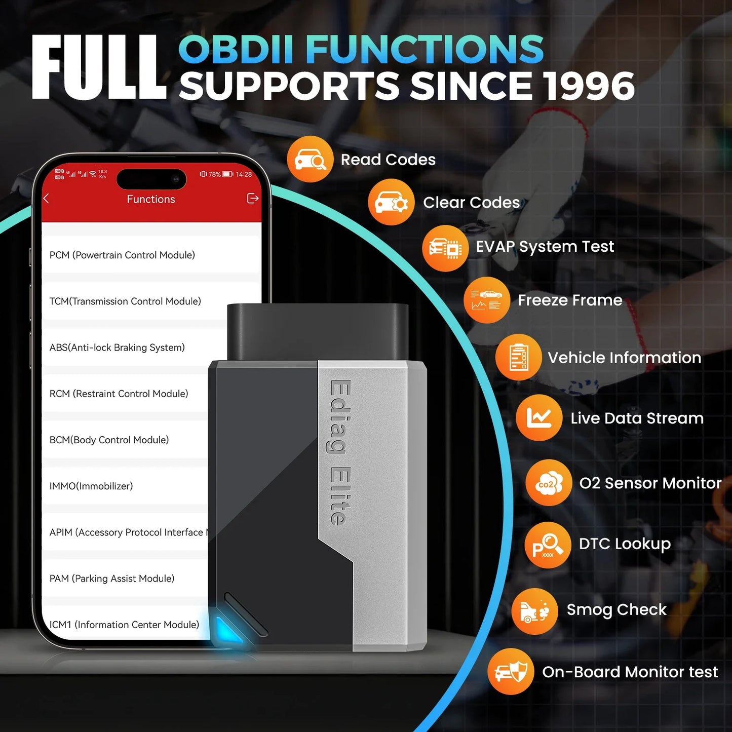 EDIAG Elite Professional Car Diagnostic Tool, OBD2 Scanner for 15000+ Vehicles ECU Coding, ABS/SRS Reset Lifetime Free in stock