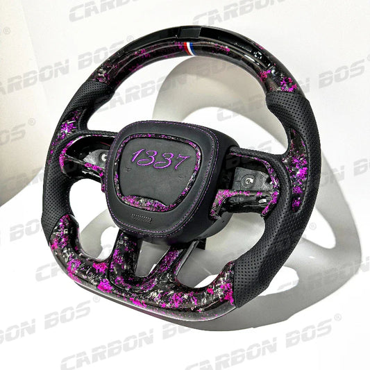 Upgrade Custom Carbon Fiber Steering Wheel for Dodge Challenger/Charger SRT HELLCAT 2012-2020 Car Purple Forged Carbon