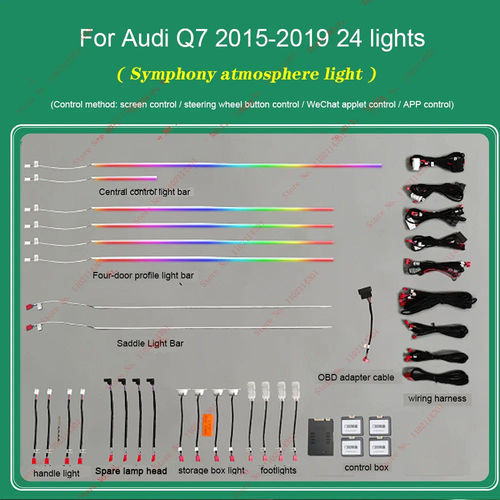 30 Colors Ambient light for audi Q6 2023-2024 Q7 2006-2019 Q8 2019-2024 Interior Atmosphere Light Original car MMI knob control