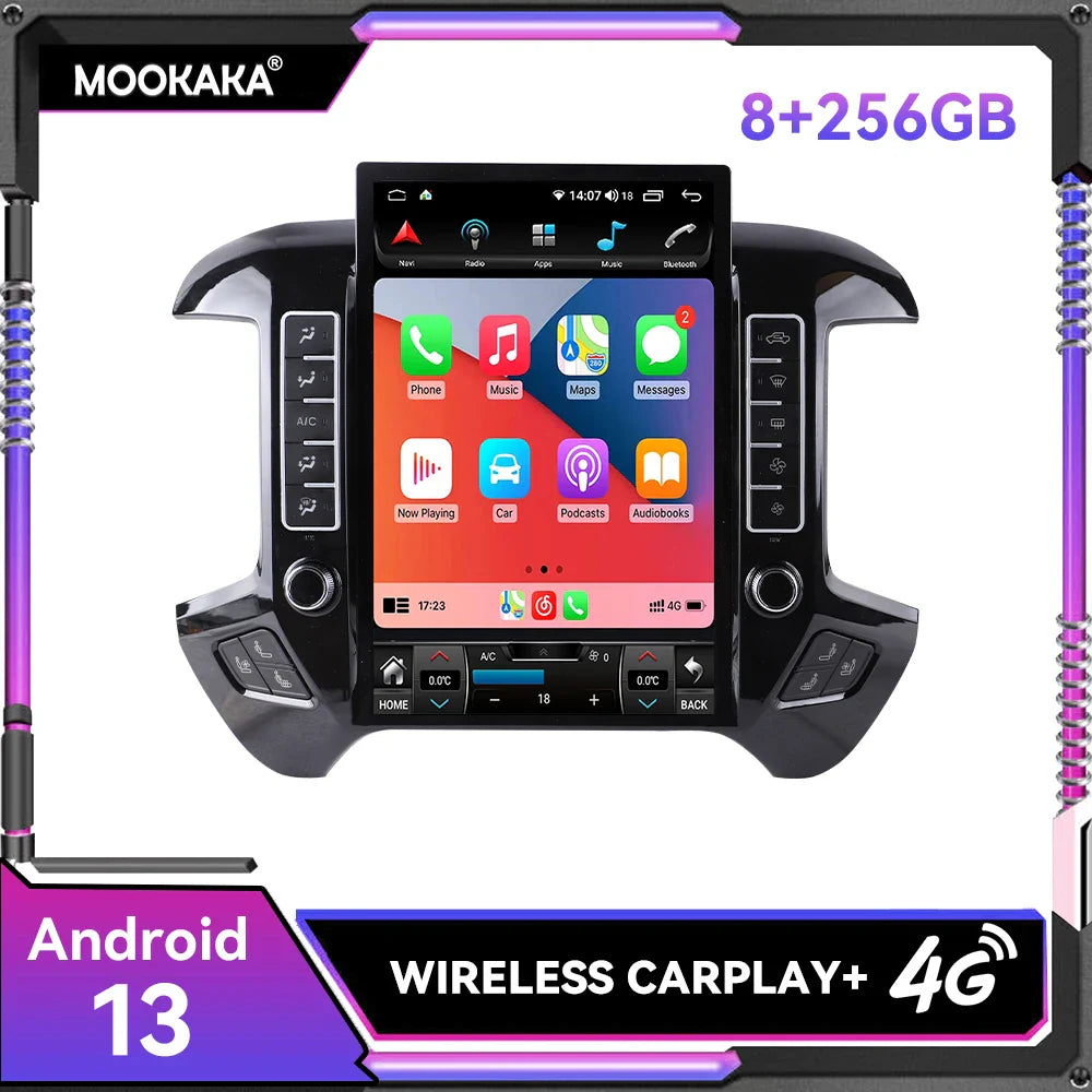 14.4" inch Android 14.0 8+256GB Tesla Screen Car Radio DSP Player For Chevrolet Silverado GMC SIERRA 2014-2018 GPS Radio Stereo