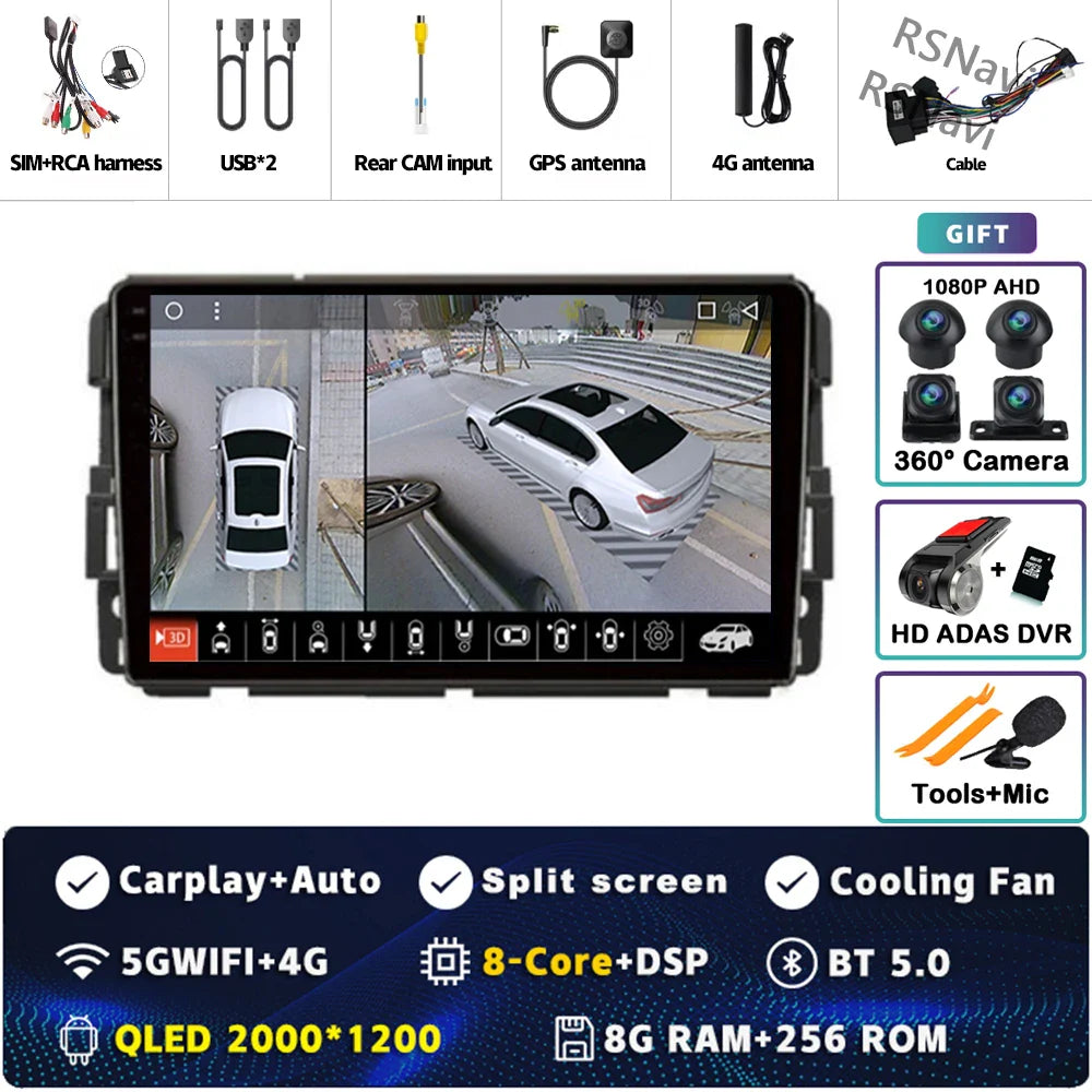 Android 14 Carplay Car Radio for Chevrolet Silverado Impala GMC Yukon Acadia Sierra Multimedia Video Player Navigation Stereo BT
