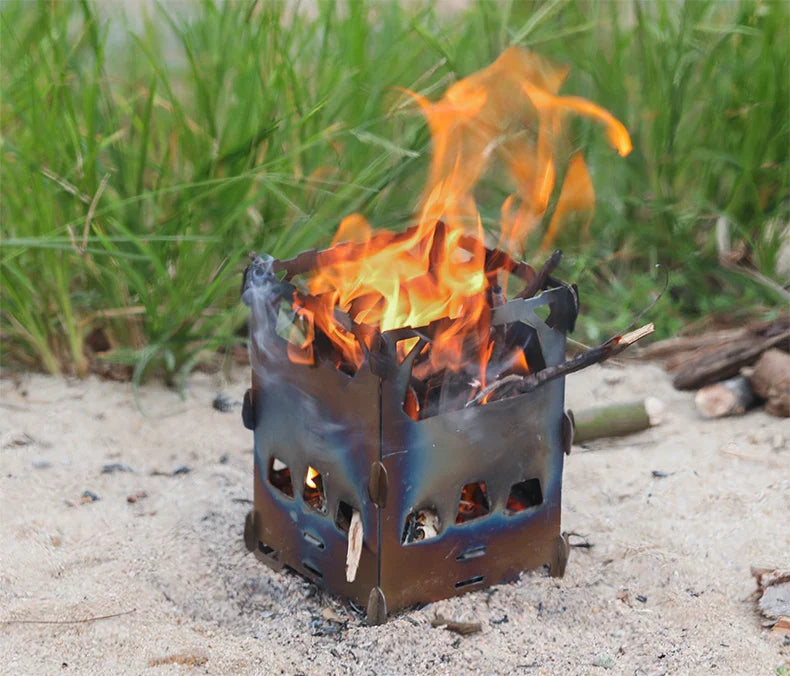 Keith Titanium Alloy Backpacking Wood Stove Outdoor Camping Stove Portable Ultralight Folding Wood Stove Pocket Stove Ti2201
