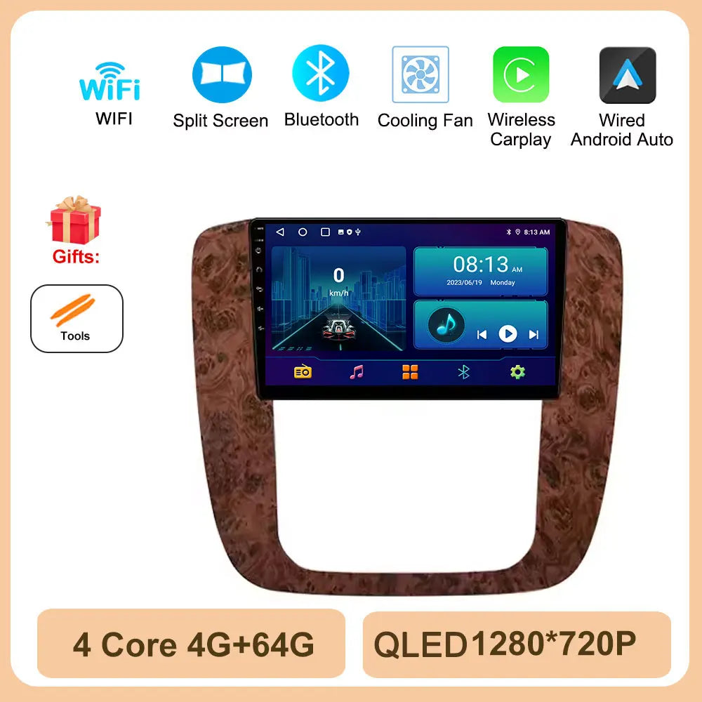 Android 14 for GMC Yukon Chevrolet Tahoe Suburban 2008-2012 Car Radio Multimedia Video Player Navigation Stereo GPS Navi 4G TOOL