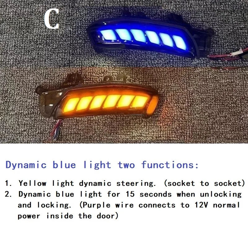 FOR Prius Wish Myvi Crown REIZ Side Mirror Signal Blinker dynamic blue light white light yellow fluorescent lamp welcome light