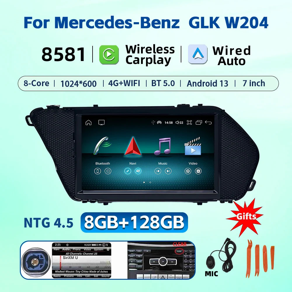 7 Inch Carplay Android 13 Auto Car Intelligent Systems For Mercedes Benz E Class W212 A207 X204 DSP Stereo Touch Screen
