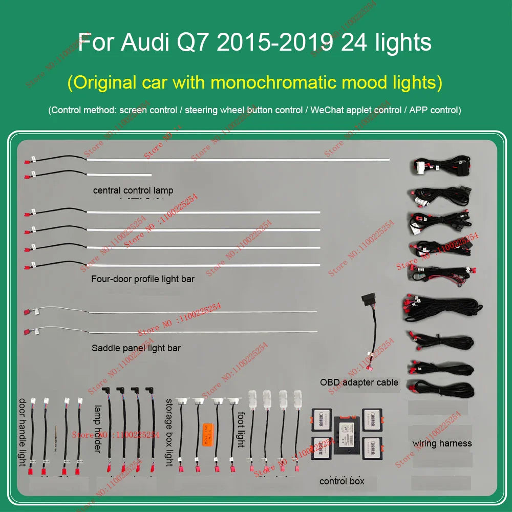 30 Colors Ambient light for audi Q6 2023-2024 Q7 2006-2019 Q8 2019-2024 Interior Atmosphere Light Original car MMI knob control