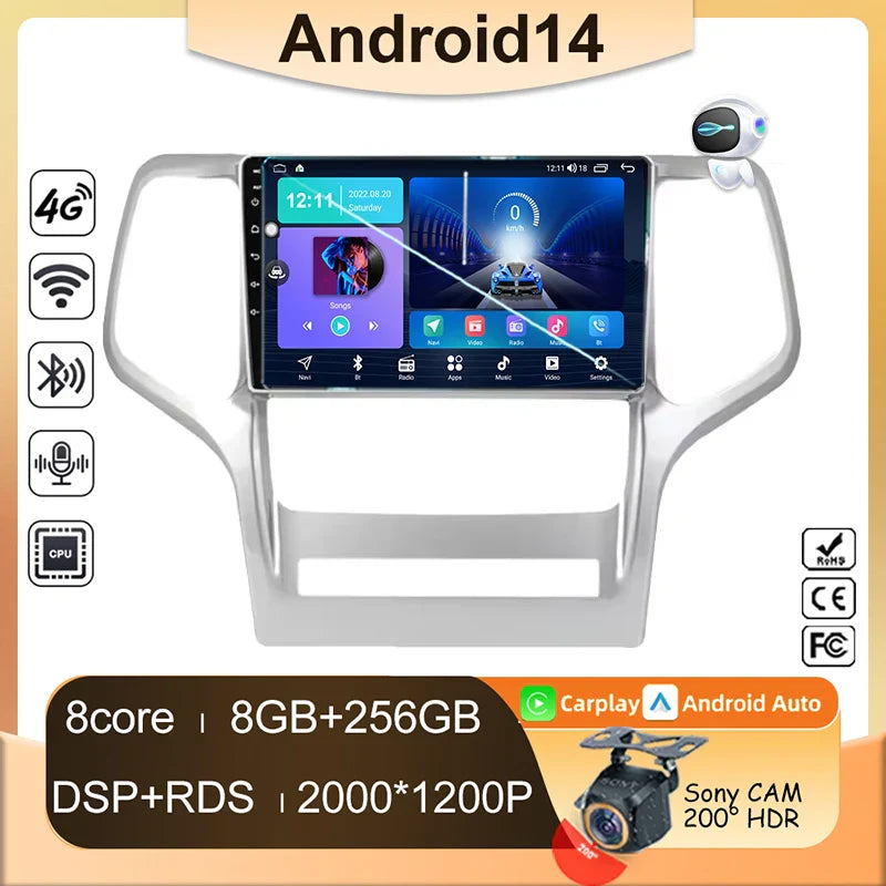 Car Android For Jeep Grand Cherokee WK2 2010 - 2013 Auto Radio Multimedia Player Stereo Video Touchscreen Navigation GPS WIFI