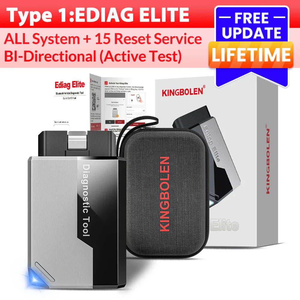 10PCS No Subscription Lifetime Update Kingbolen Ediag elite ALL Software Bi Directional 15 Reset CANFD Protoco OBD2 Scanner