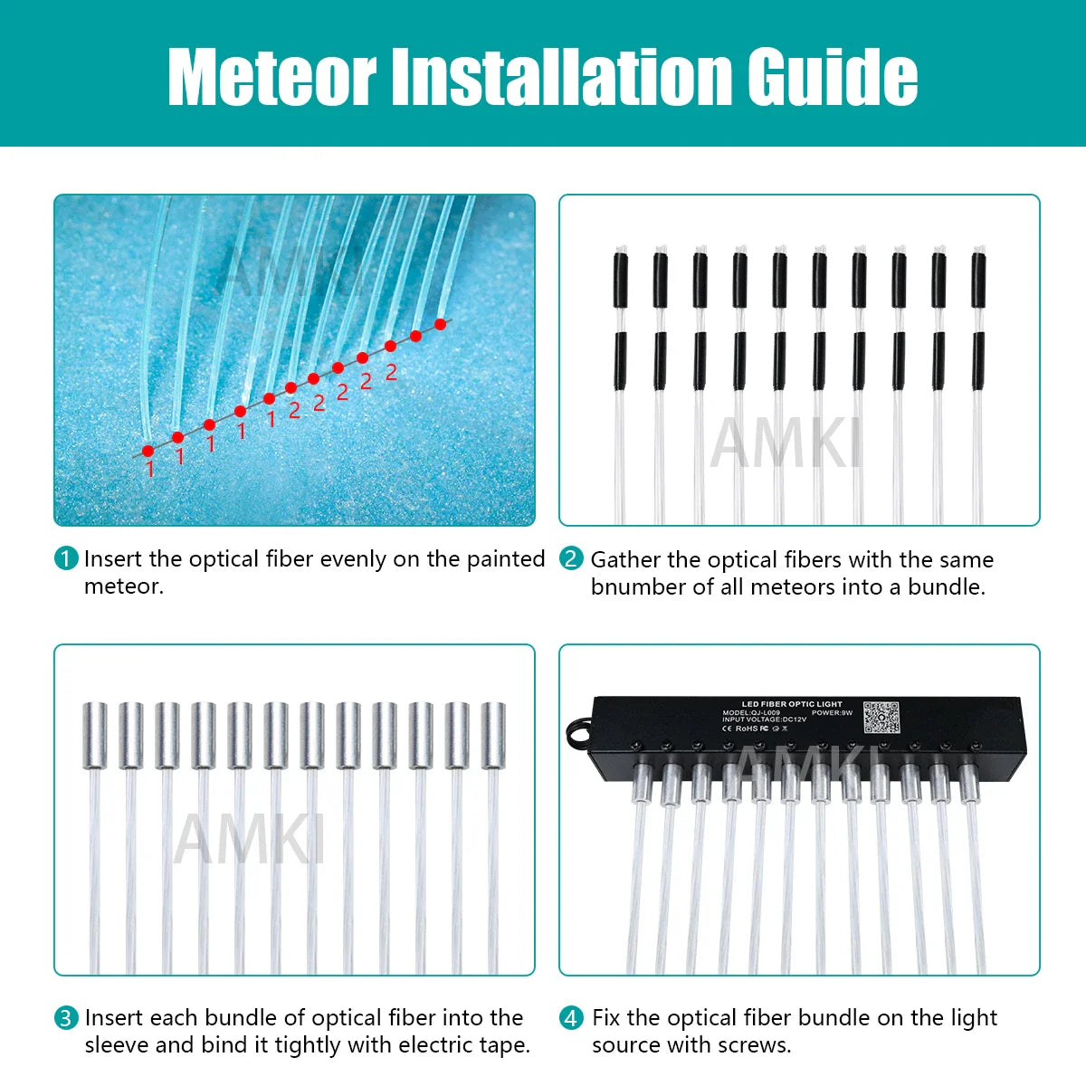 9W 12Holes RGBW Meteor Car Starry Sky Bluetooth APP RF Control Car Roof star Shooting Star effect Fiber Optic Light