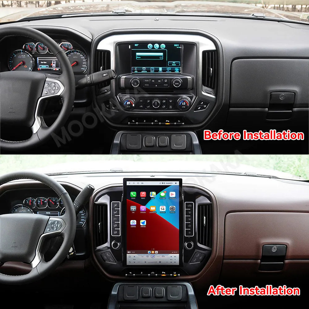 14.4" inch Android 14.0 8+256GB Tesla Screen Car Radio DSP Player For Chevrolet Silverado GMC SIERRA 2014-2018 GPS Radio Stereo