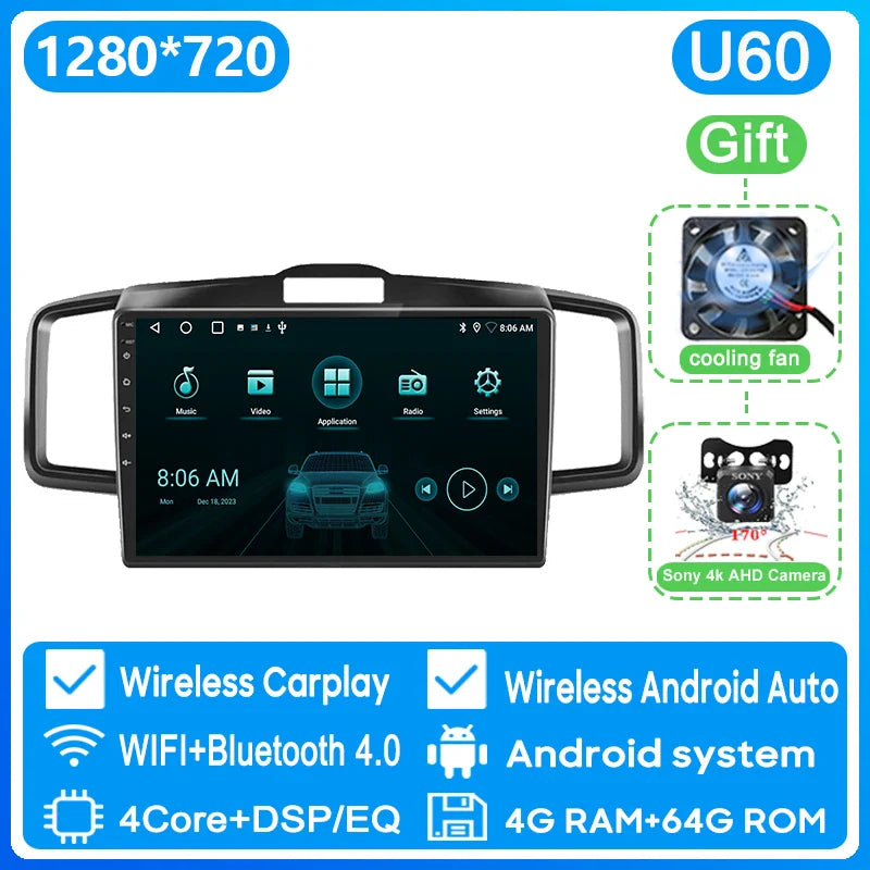 WIFI For Honda Freed 1 2008 - 2016 Car Radio Multimedia Video Player Navigation GPS Android Auto QLED Screen No 2din 2 din DVD