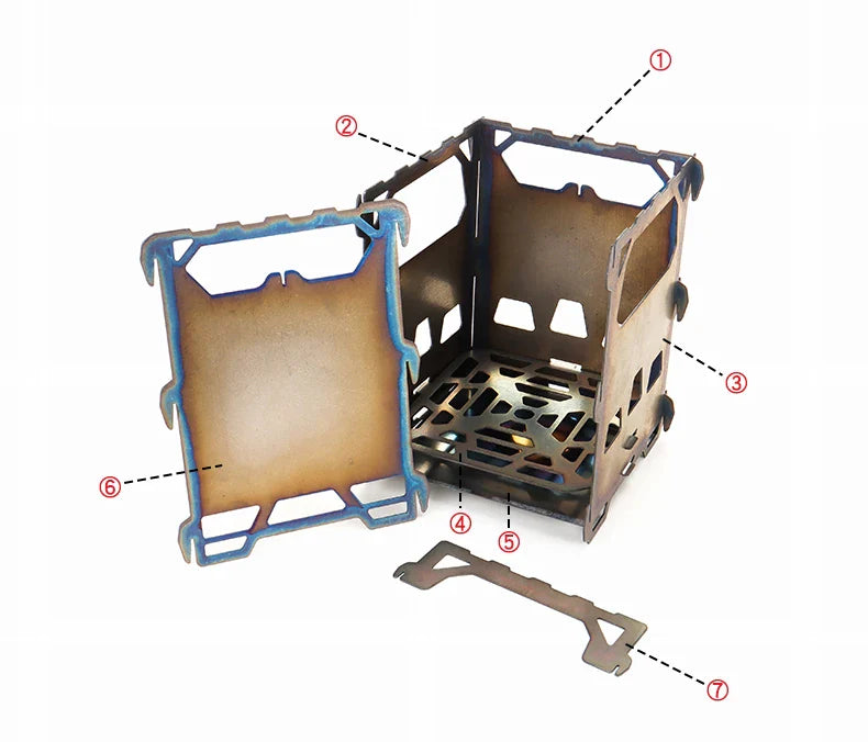Keith Titanium Alloy Backpacking Wood Stove Outdoor Camping Stove Portable Ultralight Folding Wood Stove Pocket Stove Ti2201