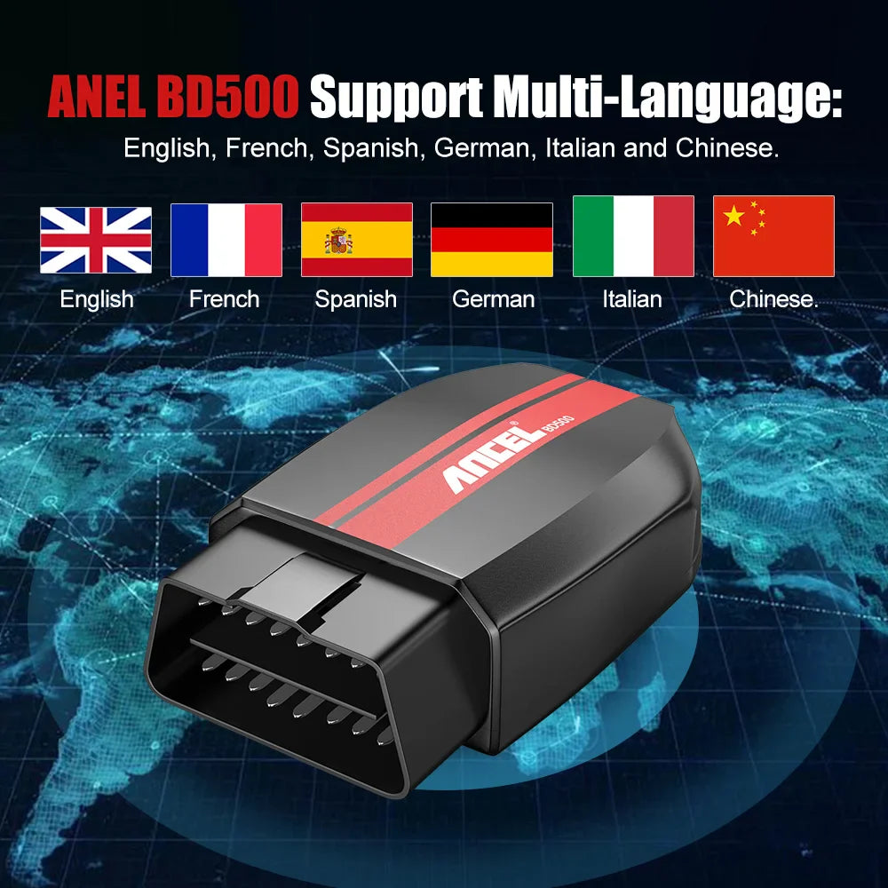 ANCEL BD500 Bluetooth 5.0 OBD2 Scanner Car Code Reader All System EPB /Throttle Learning Mutiple Resets for VW Audi Service Seat