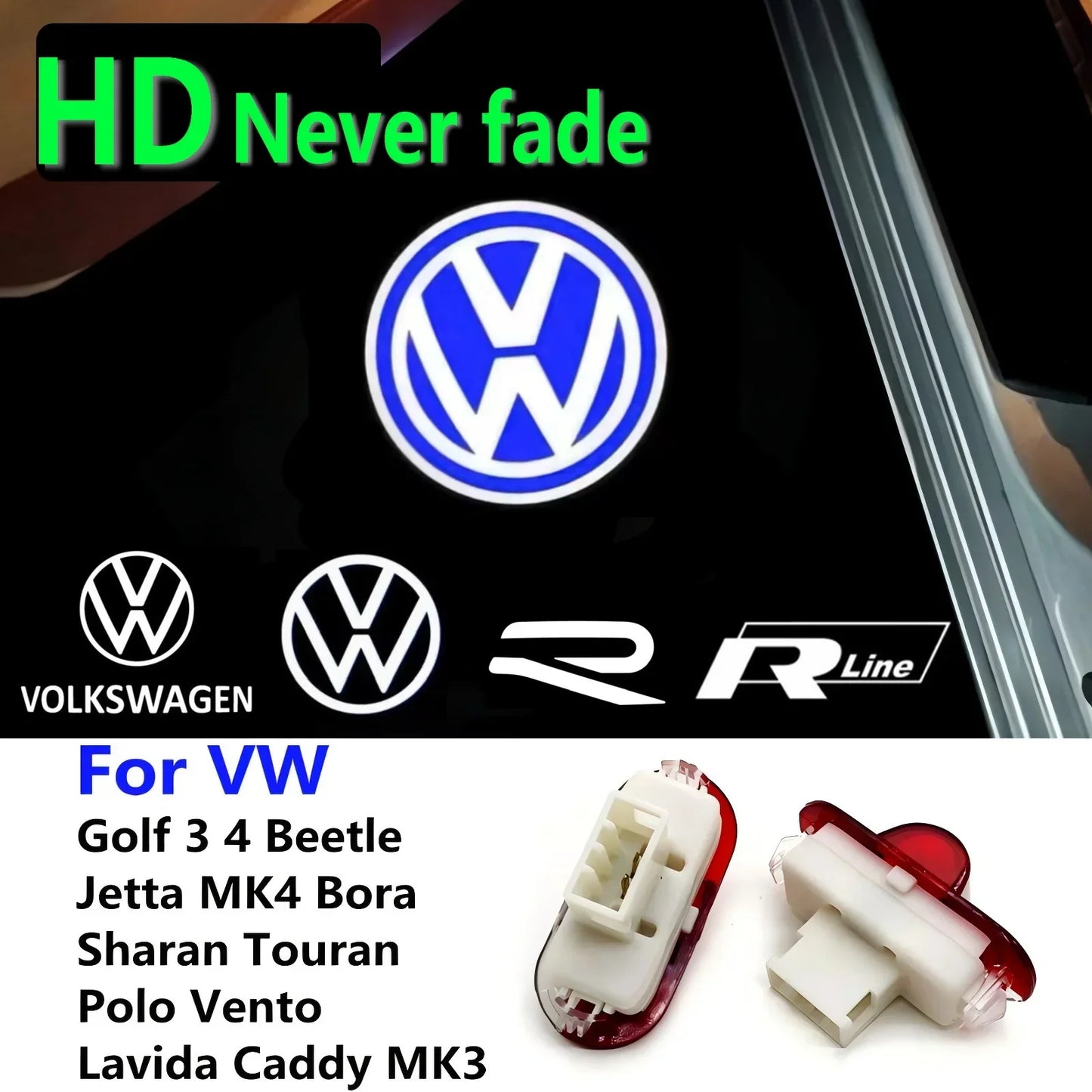 HD For VW Volkswagen Jetta MK4 Bora Sharan Touran Lavida Caddy MK3 Polo Golf 3 4 Beetle LED Car Door Logo Light Projector Lamp
