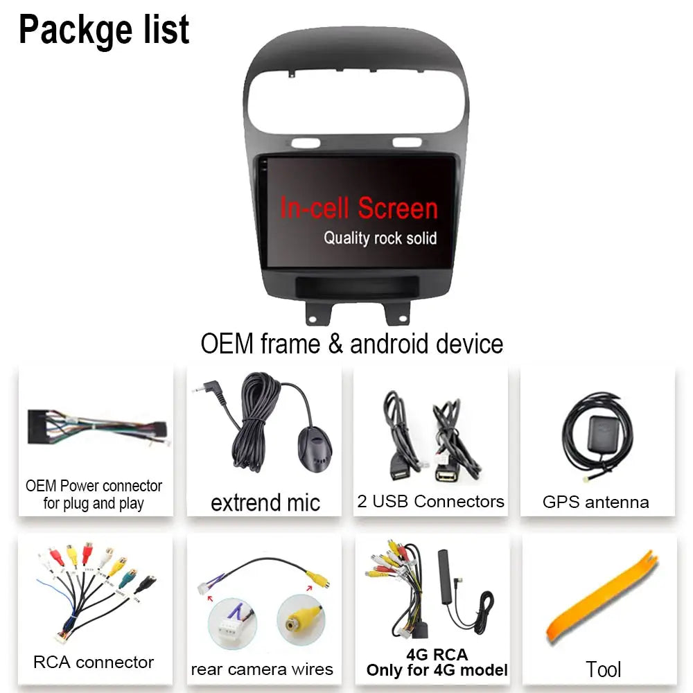 Android14 2K Incell Screen For Dodge Journey Fiat Leap 2012 - 2020 Car Dvd Auto Radio Stereo Multimedia Player GPS Navigation 5G