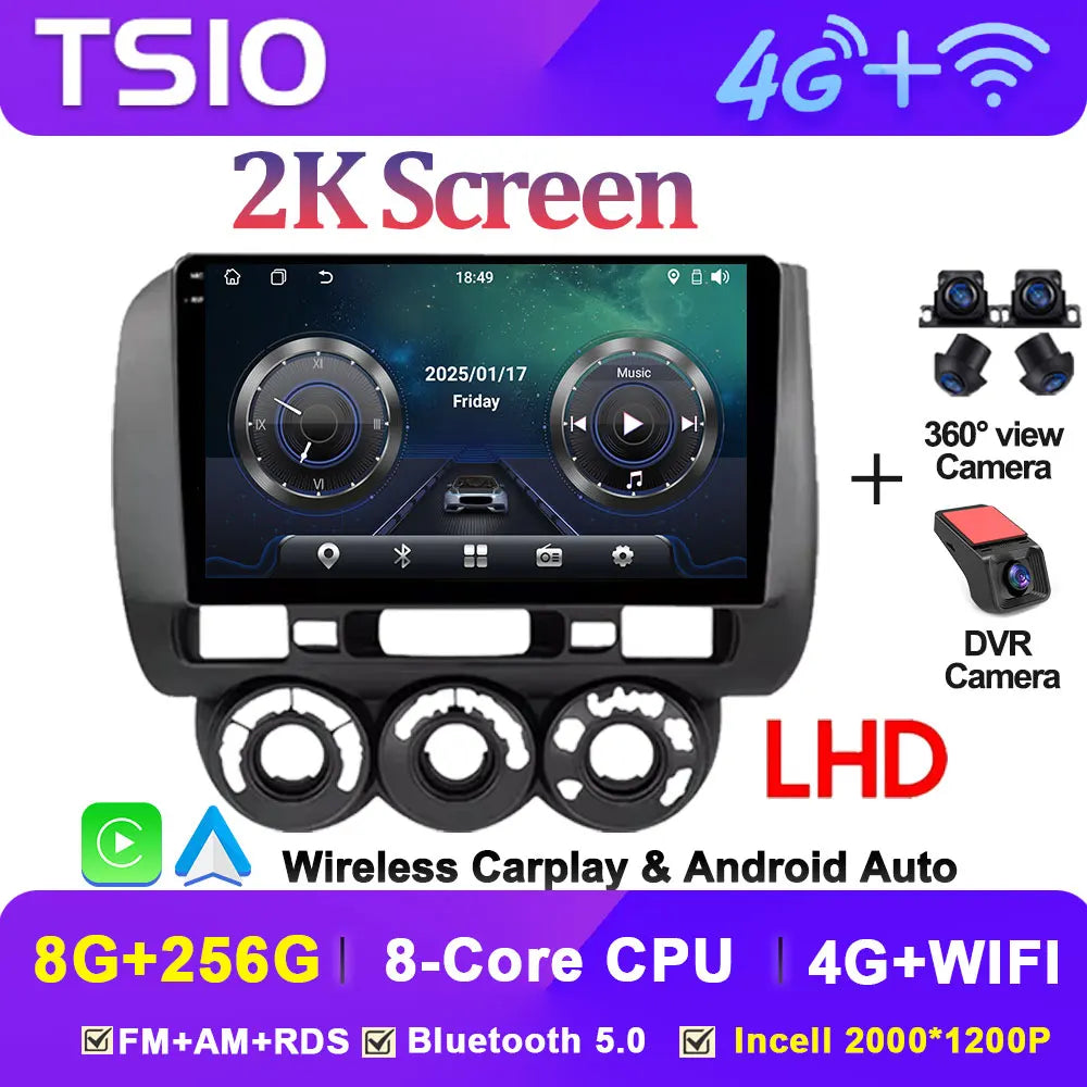Android 14 Car Radio Multimedia Player For HONDA FIT JAZZ 2002 2003 - 2007 LHD RHD Carplay Autoradio GPS Navi 5G Wifi Bluetooth