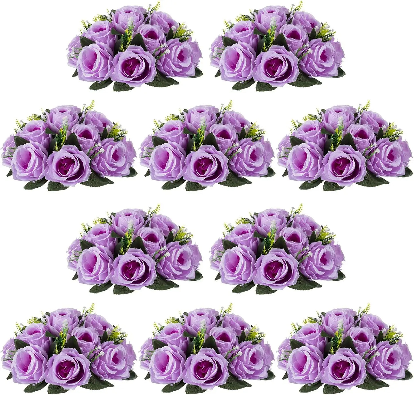 Artificial Flower Centrepieces for Tables - 10 Pcs Dusty Rose Fake Flowers Roses Balls 9.5in Diameter - Silk Faux Rose Arrangeme