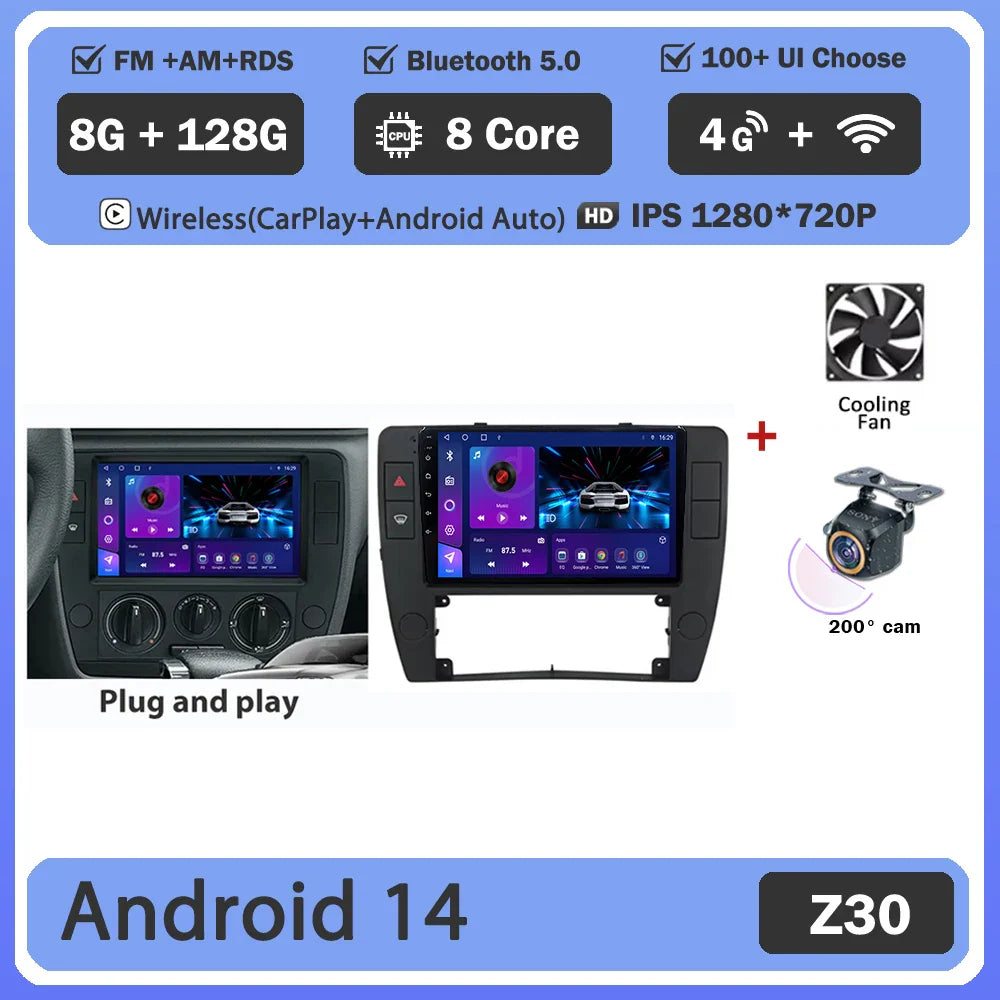 Android 14 Carplay+auto For Volkswagen Passat B5 2000 - 2005 Car Radio Multimedia Video Player Navigation GPS No 2din 2 din dvd